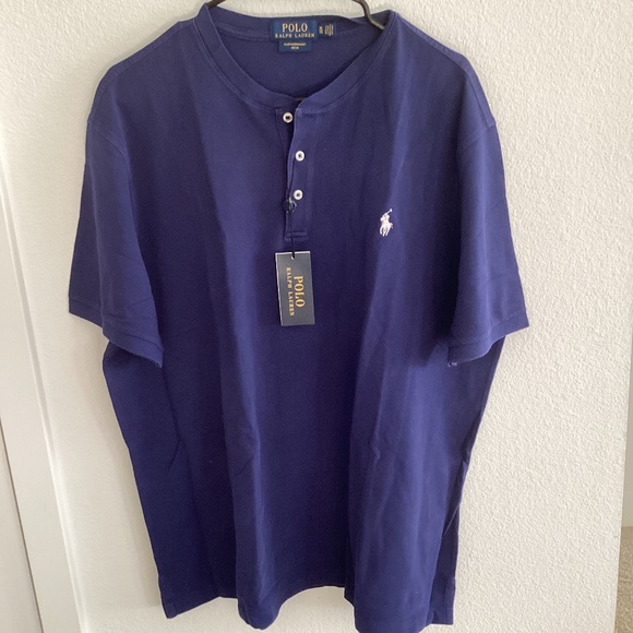 Polo Ralph Lauren Henley Blue short sleeves  New - Picture 1 of 3